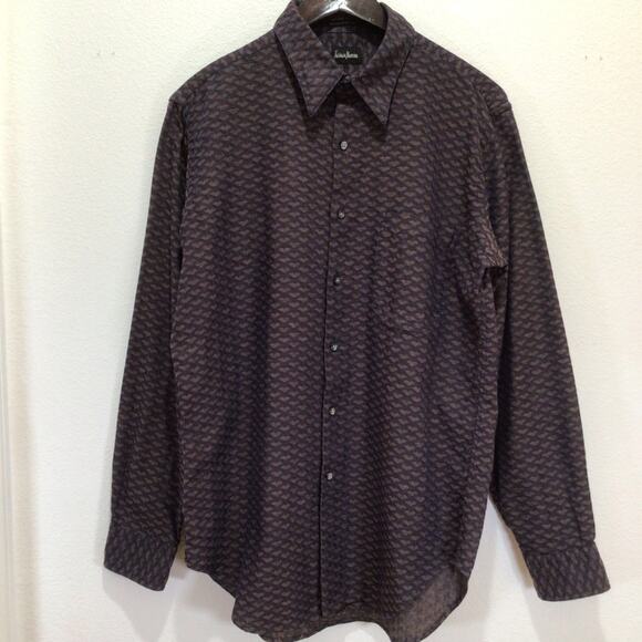 NEIMAN MARCUS Vintage Geometric Heart Pattern Men's Dress Shirt size M - Picture 2 of 5